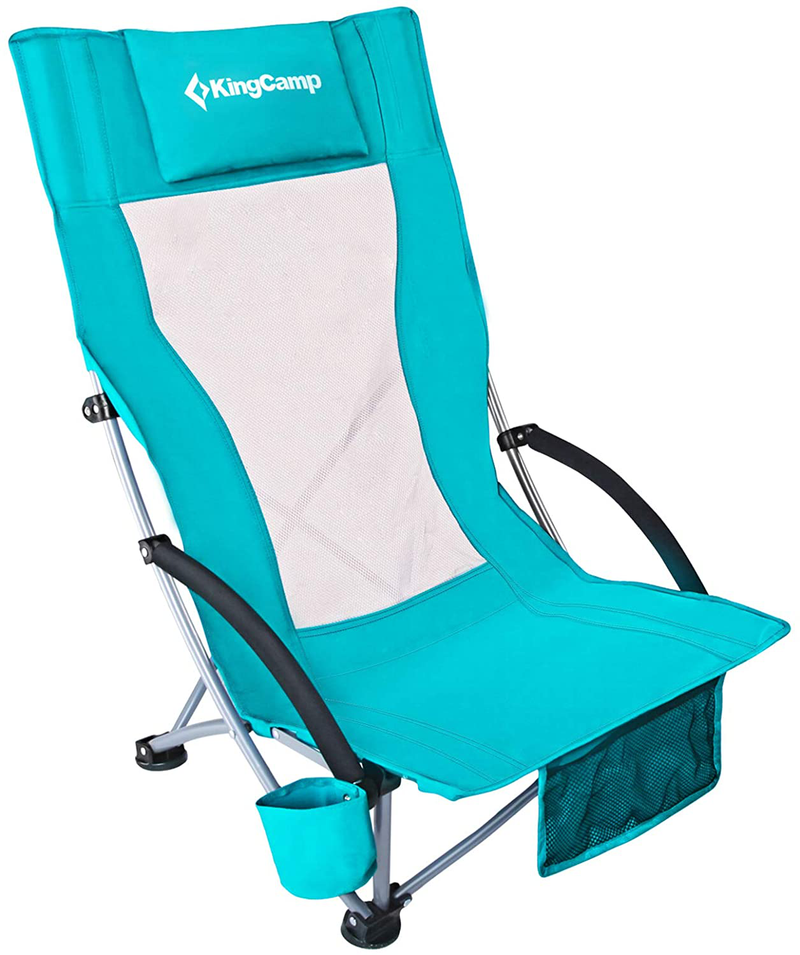 Kingcamp Low Sling Beach Chair for Camping Concert Lawn, Low and High Mesh Back Two Versions Sporting Goods > Outdoor Recreation > Camping & Hiking > Camp Furniture KingCamp Highback_cyan  