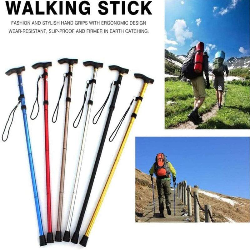 Collapsible Walking Stick for the Old Men Women Adjustable Folding Trekking Pole with Comfortable T Handles Sporting Goods > Outdoor Recreation > Camping & Hiking > Hiking Poles ATURQBRIS   