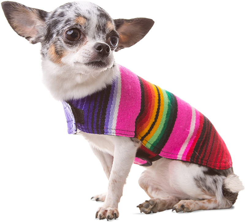 Handmade Dog Poncho from Mexican Serape Blanket - Southwestern and Tie Dye Dog Clothes - Coat - Costume - Sweater - Vest Animals & Pet Supplies > Pet Supplies > Dog Supplies > Dog Apparel Baja Ponchos Pink XX-Small 