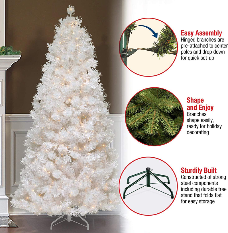 National Tree Company lit Artificial Christmas Tree Includes Pre-strung Velvet Frost White Lights with Silver Glitter and Stand, Wispy Willow Grande Slim-7.5 ft, 47X47X90 Home & Garden > Decor > Seasonal & Holiday Decorations > Christmas Tree Stands National Tree Company   