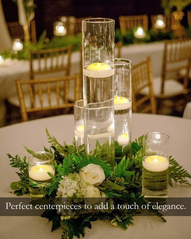 Homemory 3 Inch Flameless Floating Candles, 100 Hour, White Wax, Battery Flickering Waterproof Tealights - Wedding Centerpiece, Engagement, Dinner Parties, Beach Parties, Home Decor, Set of 12 Home & Garden > Decor > Home Fragrances > Candles Homemory   