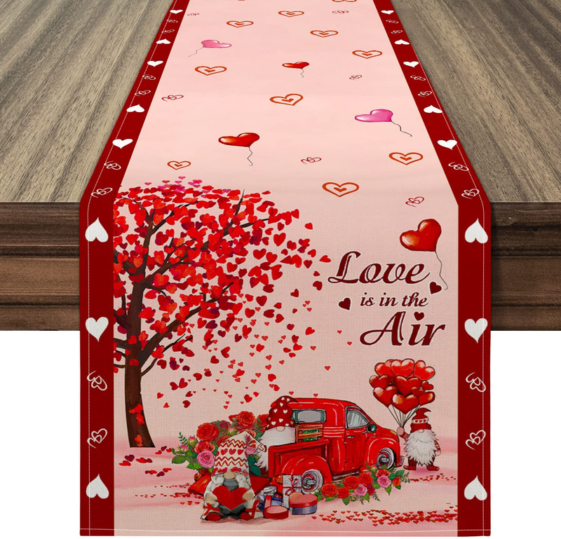 Siilues Valentines Day Table Runner, Valentines Table Runner Happy Valentine’S Day Red Truck Gnome Valentines Day Decor for Indoor Outdoor Valentines Day Party Dining Table Decor (13" X 72") Home & Garden > Decor > Seasonal & Holiday Decorations Siilues 13" x 90"  