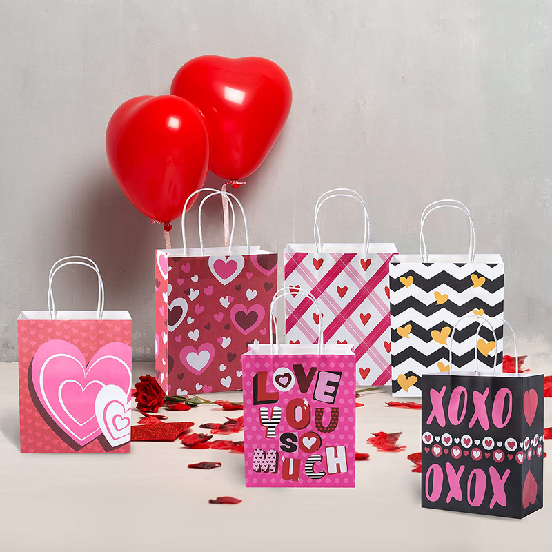 JOYIN 48 Pcs Valentine'S Day Red Pink Gift Bags with Handle, Paper Wrapping Kraft Bags for Funny Gifts Novelty Gifts Valentines Day Gift Giving Home & Garden > Decor > Seasonal & Holiday Decorations JOYIN   
