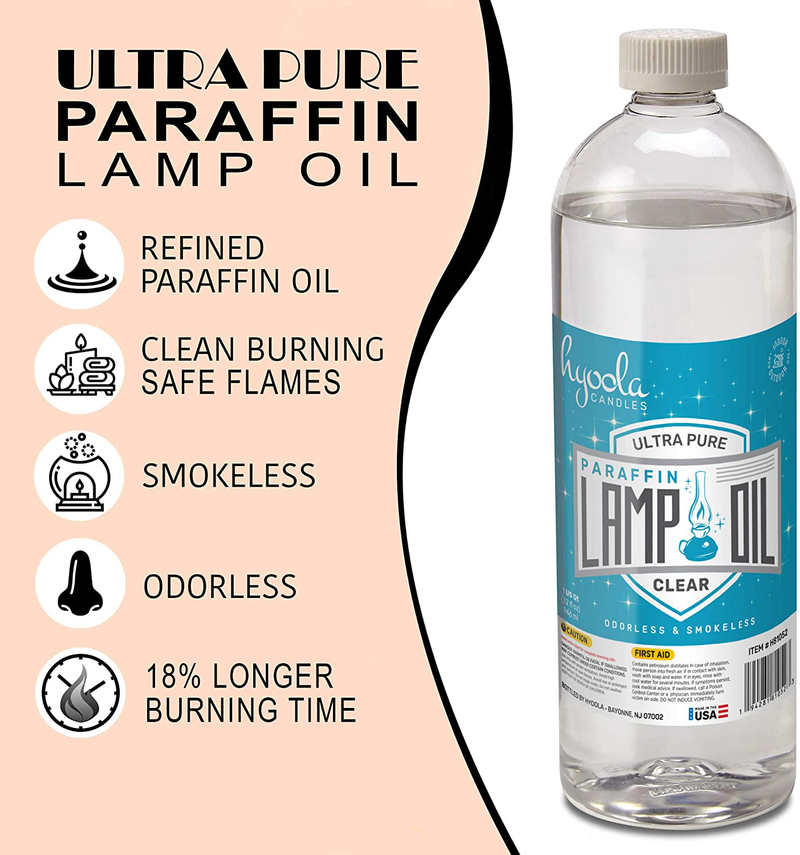 HYOOLA Pure Lamp Oil - Odorless, Smokeless, Ultra Clean Burning - 100% Pure Liquid Parrafin Fuel - 32 Ounce Home & Garden > Lighting Accessories > Oil Lamp Fuel Hyoola   
