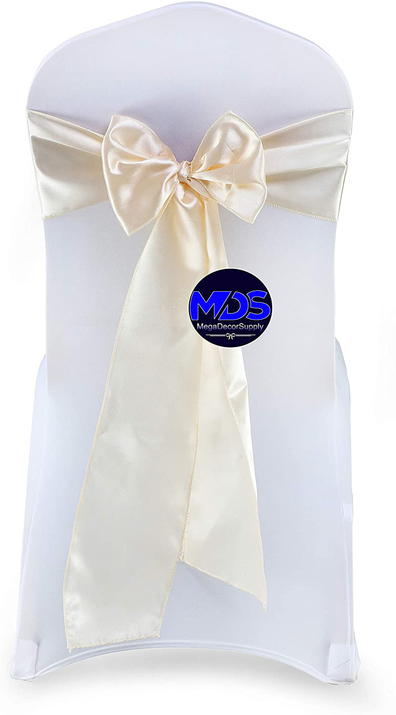 mds Pack of 25 Satin Chair Sashes Bow sash for Wedding and Events Supplies Party Decoration Chair Cover sash -Gold Arts & Entertainment > Party & Celebration > Party Supplies mds Cream 25 