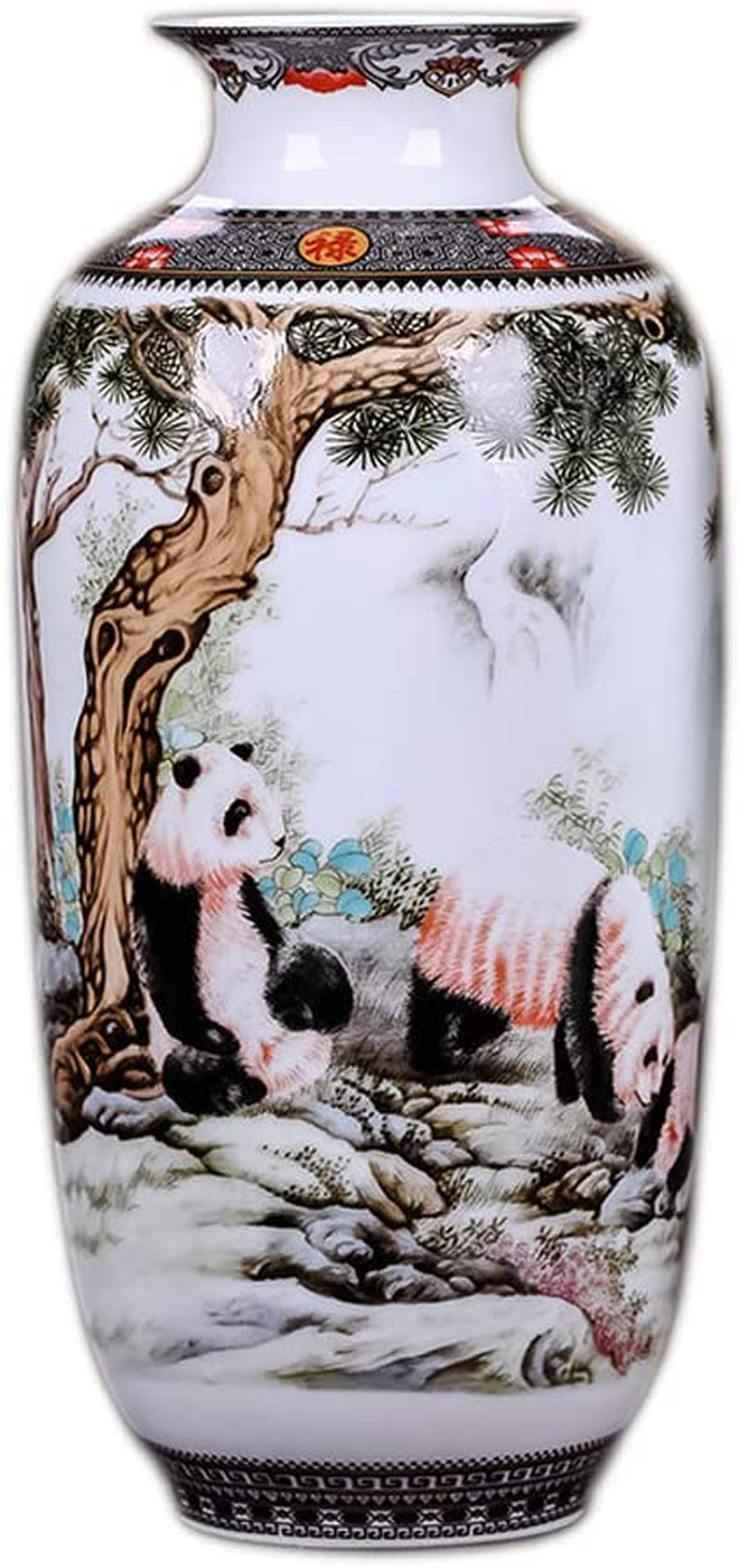 MINLIN Jingdezhen Ceramic Vase Vintage Chinese Style Animal Vase Fine Smooth Surface Home Decoration Furnishing Articles (Panda) Home & Garden > Decor > Vases MINLIN Panda  