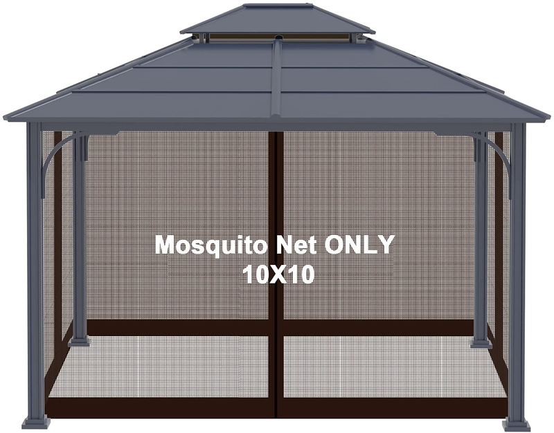 Gazebo Universal Replacement Mosquito Netting - Viragzas Adjustable Screen Sidewalls Curtain Mesh Panels Netting Walls with Zipper FIT for Patio 10'x10' or 10'x12' Canopy Tent (Khaki, 10x10) Home & Garden > Lawn & Garden > Outdoor Living > Outdoor Structures > Canopies & Gazebos viragzas Brown 10x10 
