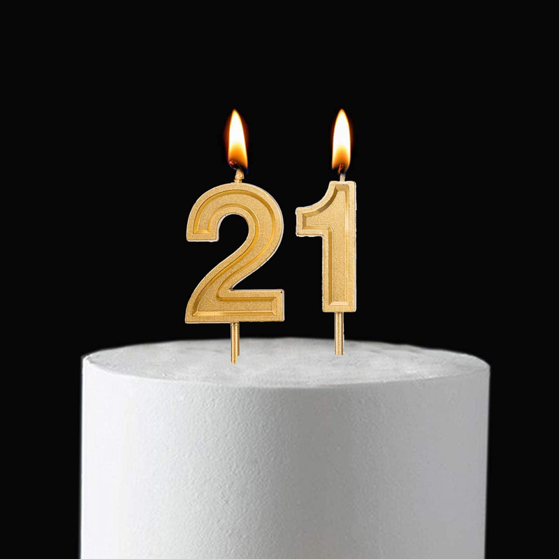 Qj-solar 2.76 inch Gold 21st Birthday Candles,Number 21 Cake Topper for Birthday Decorations Home & Garden > Decor > Home Fragrances > Candles Qj-solar   