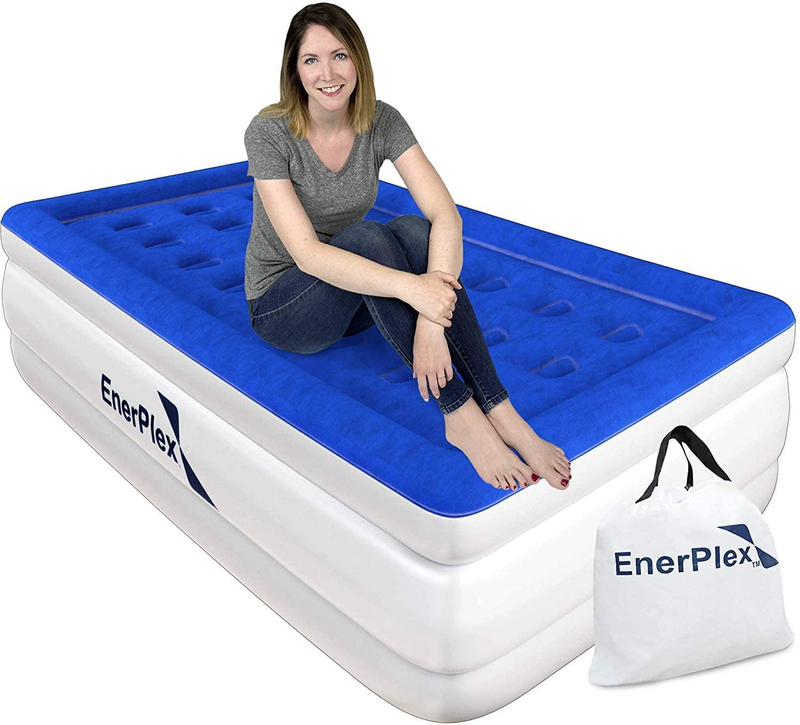 Enerplex Queen Air Mattress for Camping, Home & Travel - 16 Inch Double Height Inflatable Bed with Built-In Dual Pump - Durable, Adjustable Blow up Mattress - Easy to Inflate/Quick Set Up Sporting Goods > Outdoor Recreation > Camping & Hiking > Camp Furniture EnerPlex 16.0 Inches Twin 