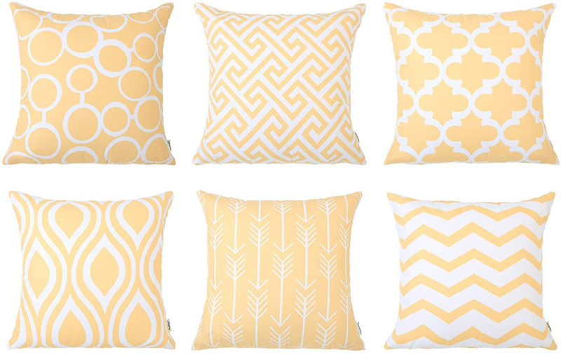 Top Finel Accent Decorative Throw Pillows Durable Canvas Outdoor Cushion Covers 16 X 16 for Couch Bedroom, Set of 6, Navy Home & Garden > Decor > Chair & Sofa Cushions Top Finel Light Yellow 20"x20" 