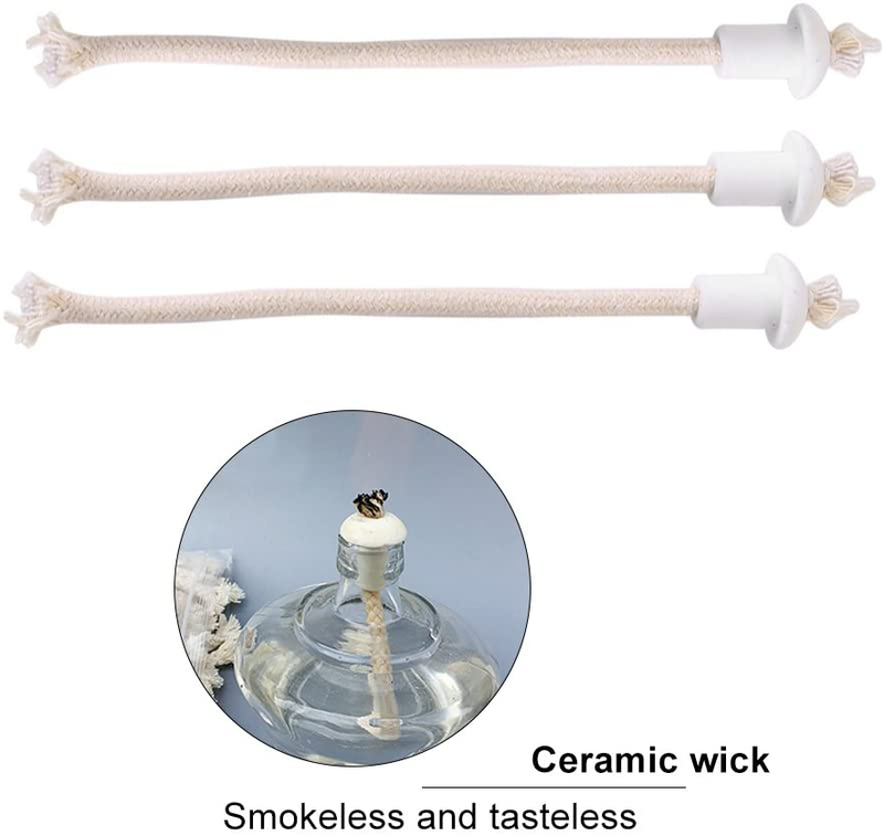 Strnek 7Pcs Lamp Wick, Ceramic Holders Torch Wine Bottle Oil Candle Lamp Fiber Glass Heat-Resistant Kerosene Wick