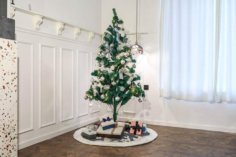 Christmas Tree Skirt , Fur Rustic White Xmas Tree Skirt,Snowy Christmas Trees Mat Decorations Indoors,Deer and Snowflake Pattern (48 inches, White Deer) Home & Garden > Decor > Seasonal & Holiday Decorations > Christmas Tree Skirts 7Felicity   