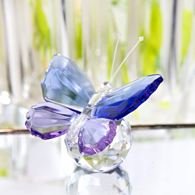 H&D Crystal Cut Butterfly Animal Ornament Decoration for Office Table Home Bedroom