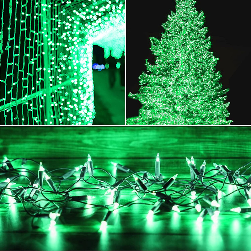 St Patricks Day Green Lights - 69 FT 300-Count Incandescent Lights Indoor Outdoor Tree String Lights, 120V UL Certified Green Wire Plug in Mini Fairy Light Set for Party Patio Christmas Decorations Home & Garden > Lighting > Light Ropes & Strings Pedenty   