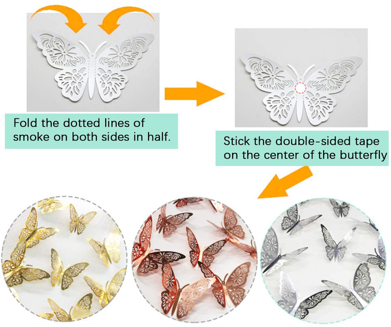 DOERDO 36PCS 3D Butterfly Wall Stickers Butterfly Wall Decals for Home Decor Kids Bedroom DIY Cake Decor, Background Wall Decoration(3 Colors,Gold, Silver, Rose Gold) Home & Garden > Decor > Seasonal & Holiday Decorations& Garden > Decor > Seasonal & Holiday Decorations DOERDO DD   