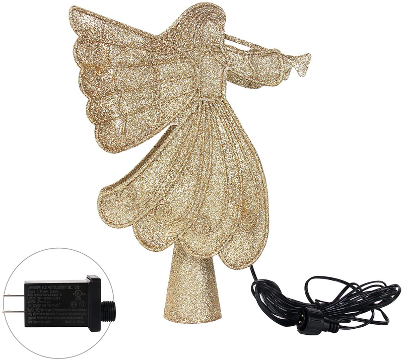Christmas Tree Topper Lighted Projector - 10" Glitter Golden Angel 3D Rotating Star Tree Topper Night Light for Christmas Tree Decorations, Holiday Winter Home Wonderland Xmas Party Ornament Home & Garden > Decor > Seasonal & Holiday Decorations& Garden > Decor > Seasonal & Holiday Decorations Patimate   