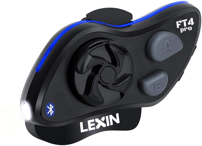 LEXIN 1pc LX-FT4 1-4 Rider Motorcycle Bluetooth Headset with FM Radio, Helmet Communication Intercom Systems with Advanced Noise Cancellation for Motorcycle Off-Road Snowmobile Range up to 1.2 Miles  LEXIN FT4 Pro Single Pack  
