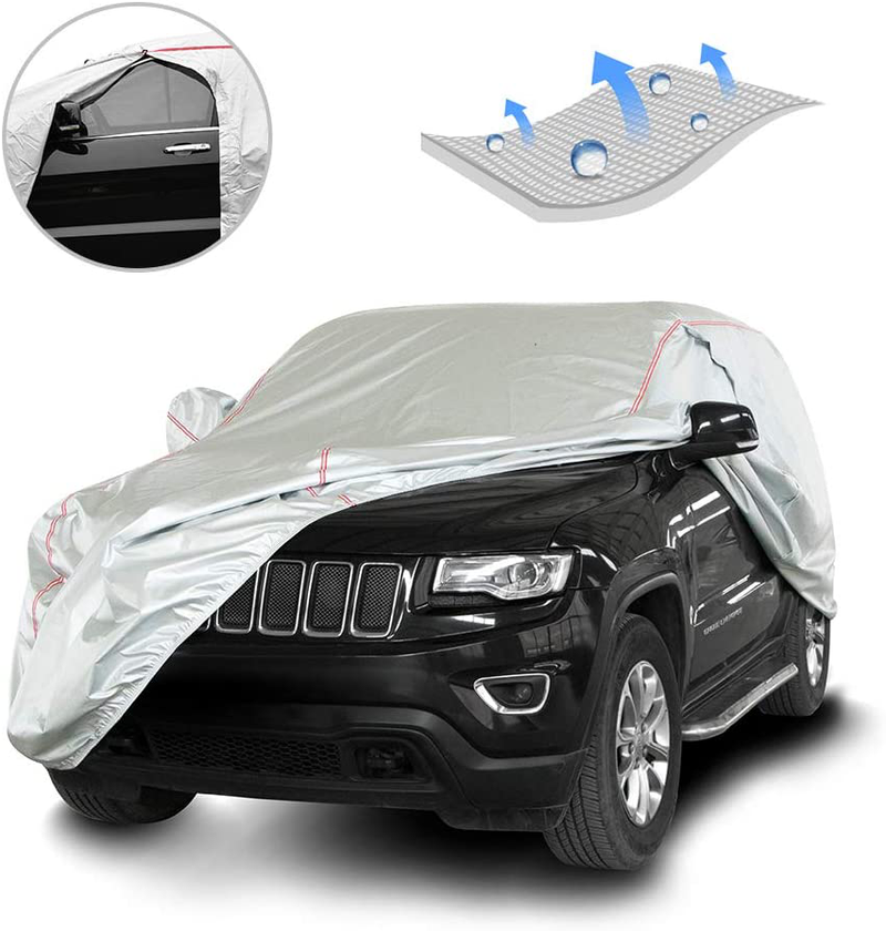 Tecoom Hard Shell Oxford Material Door Shape Zipper Design Waterproof UV-Proof Windproof Car Cover for All Weather Indoor Outdoor Fit 201-218 Inches Sedan  Tecoom YXL: Fit 196-210 Inches SUV  