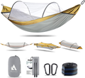 Hammock with Mosquito Net and Balance Spreader Bar 2 Person Parachute Fabric Travel Hammock for Outdoor Camping Backpacking Travel Hiking Beach Backyard (Grey&Khaki) Sporting Goods > Outdoor Recreation > Camping & Hiking > Mosquito Nets & Insect Screens AeeCool Grey&khaki  