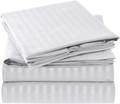Mellanni Queen Sheet Set - Hotel Luxury 1800 Bedding Sheets & Pillowcases - Extra Soft Cooling Bed Sheets - Deep Pocket up to 16 inch Mattress - Wrinkle, Fade, Stain Resistant - 4 Piece (Queen, White) Home & Garden > Linens & Bedding > Bedding Mellanni Striped – White Queen 