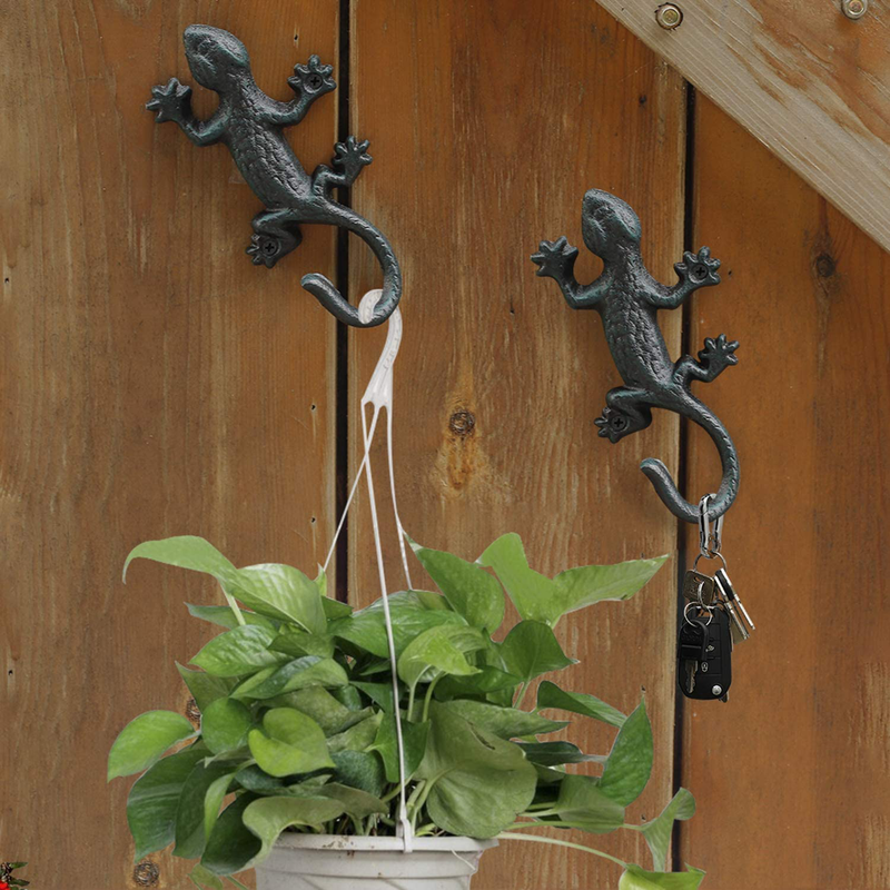 Coat Hooks Hanging Wall Mounted Rustic Decorative Gecko Hook, Cast Iron 6 Inch Key Holder Wall Decor, Set of 3 Home & Garden > Decor > Seasonal & Holiday Decorations ChasBete   