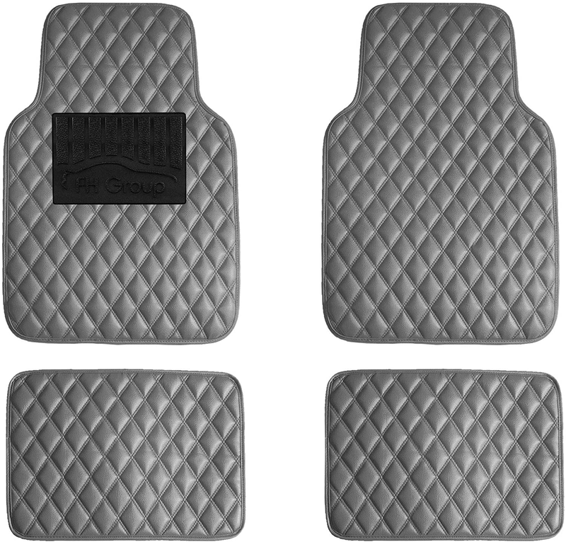 FH Group Premium Carpet Floor Mats with Heel Pad, Diamond Pattern (F12002BLACK) Vehicles & Parts > Vehicle Parts & Accessories > Motor Vehicle Parts > Motor Vehicle Seating FH Group Gray  