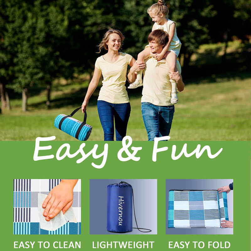 Hivernou Outdoor Picnic Blanket, Waterproof Extra Large Picnic Mat with 3 Layers Material, Portable Outdoor Blanket with Waterproof Backing for Camping Beach Park Family Concerts Firework Home & Garden > Lawn & Garden > Outdoor Living > Outdoor Blankets > Picnic Blankets Hivernou   