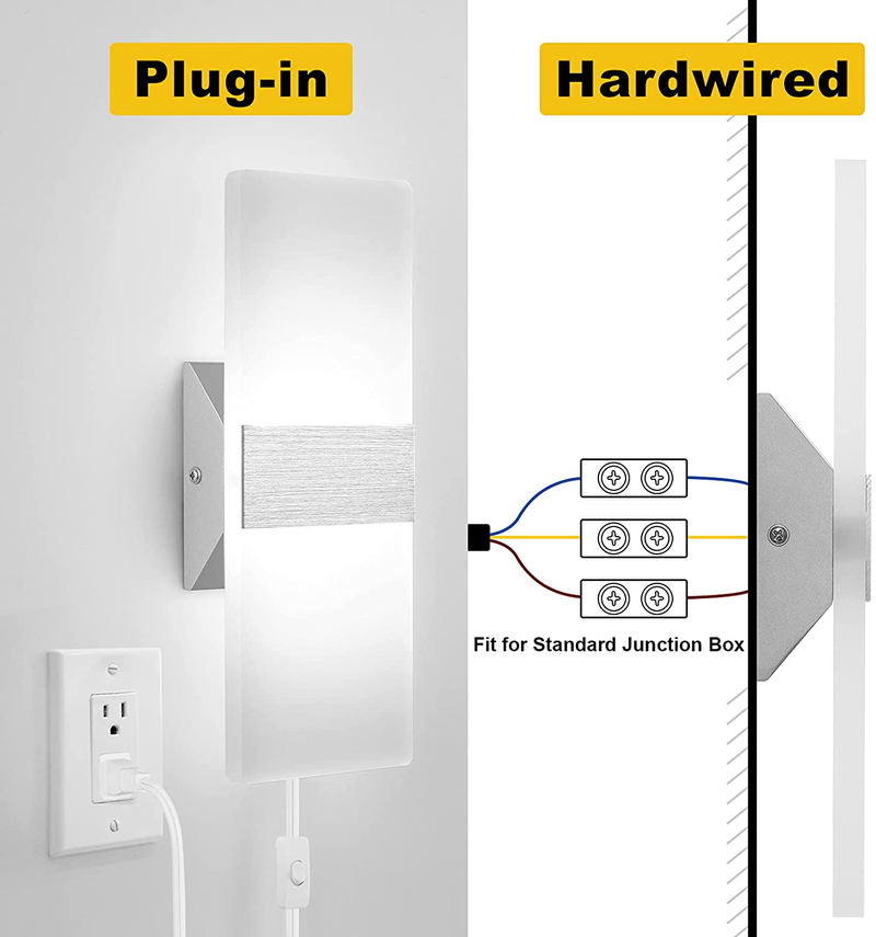 ENCOMLI Plug in Wall Sconces with Stepless Adjustable 3000K-6500K Colors and 10%-100% Brightness, Sconces Wall Lighting with Remote Control 12W Acrylic LED Wall Lamp with 6FT Plug in Cord, 1 Pack Home & Garden > Lighting > Lighting Fixtures > Wall Light Fixtures KOL DEALS   