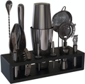 Highball & Chaser Bartender Kit with Espresso Bamboo Stand Cocktail Shaker Set with Bar Tools Stainless Steel Boston Shaker Bartender Kit with Stand (Silver) Home & Garden > Kitchen & Dining > Barware Highball & Chaser Gunmetal Black  