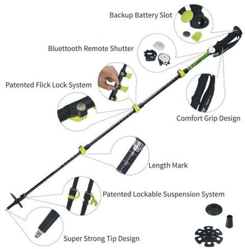 Giottos Memoire 100 Professional Trekking Pole & Selfie Stick Sporting Goods > Outdoor Recreation > Camping & Hiking > Hiking Poles Giotto's   