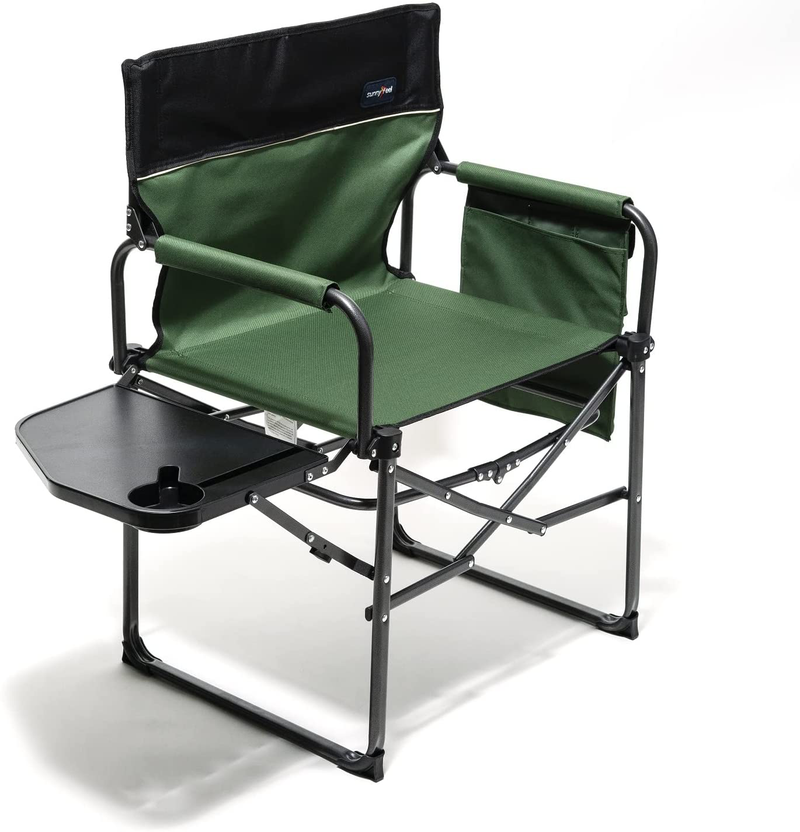SUNNYFEEL Camping Directors Chair, Heavy Duty,Oversized Portable Folding Chair with Side Table, Pocket for Beach, Fishing,Trip,Picnic,Lawn,Concert Outdoor Foldable Camp Chairs Sporting Goods > Outdoor Recreation > Camping & Hiking > Camp Furniture Sunnyfeel Green  