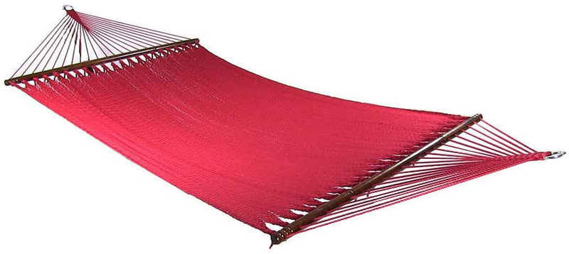 Sunnydaze Polyester Rope Hammock, Large Double Wide Two Person with Spreader Bars - for Outdoor Patio, Yard, and Porch - Red Home & Garden > Lawn & Garden > Outdoor Living > Hammocks Sunnydaze Decor Red  