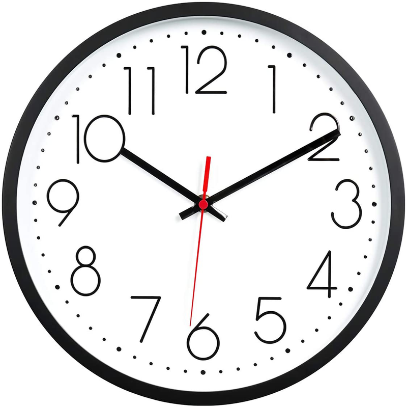 Kingrol 12-Inch Black Wall Clock, Silent Non Ticking Quality Quartz Clock Easy to Read for Home Office School Home & Garden > Decor > Clocks > Wall Clocks Kingrol   