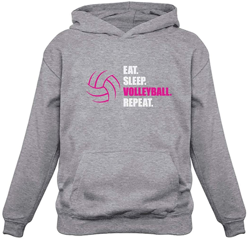 Love Volleyball Gift for Volleyball Lovers Players Girls Women Hoodie Home & Garden > Decor > Seasonal & Holiday Decorations Tstars Eat Sleep / Gray Small 