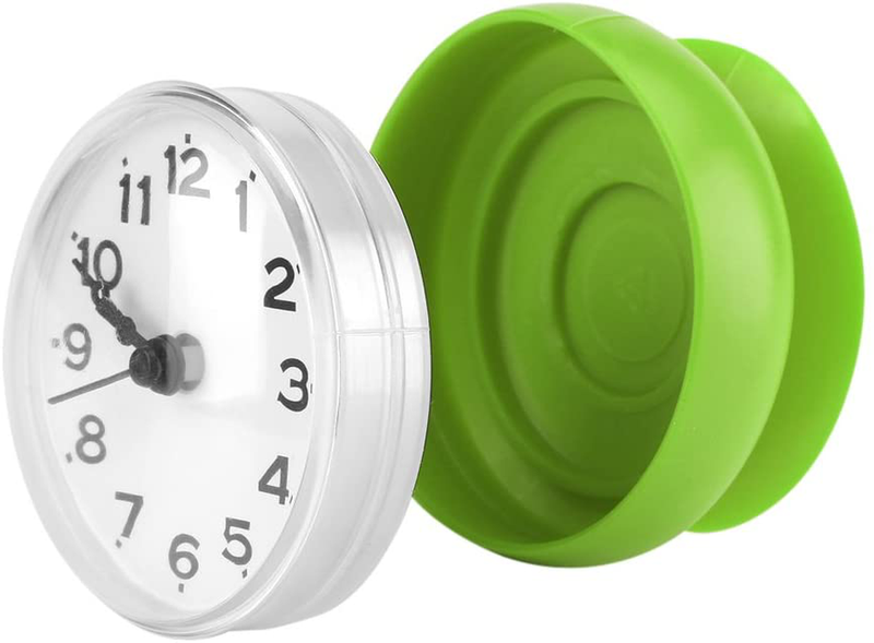 Ciglow Mini Waterproof Clock Electronic, Sucker Wall Clock Portable Bathroom Shower Clock Water.(Green)