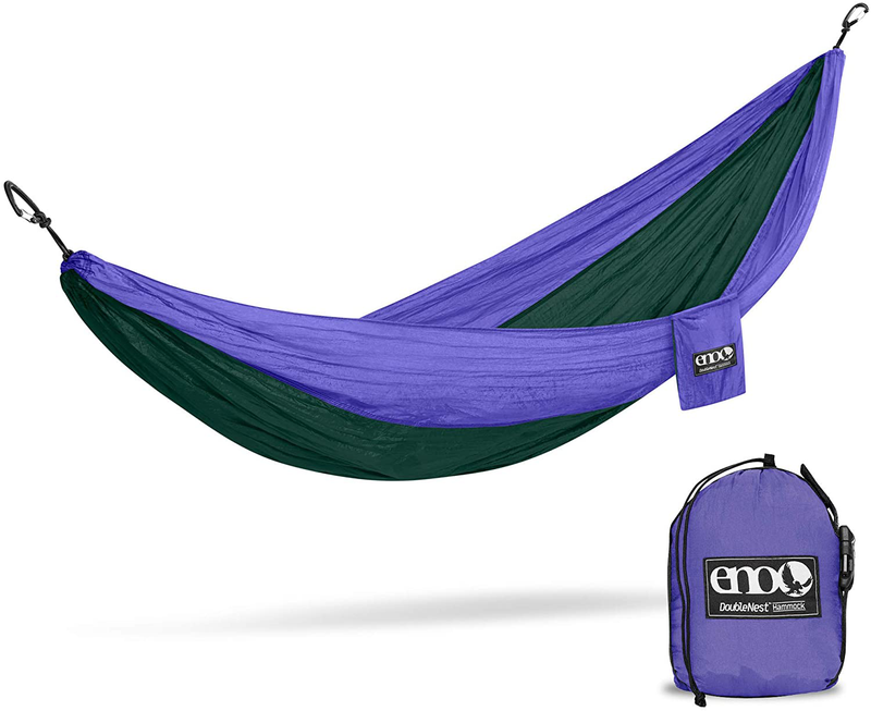 ENO, Eagles Nest Outfitters DoubleNest Lightweight Camping Hammock, 1 to 2 Person, Seafoam/Grey Home & Garden > Lawn & Garden > Outdoor Living > Hammocks ENO Purple/Forest Standard Packaging 