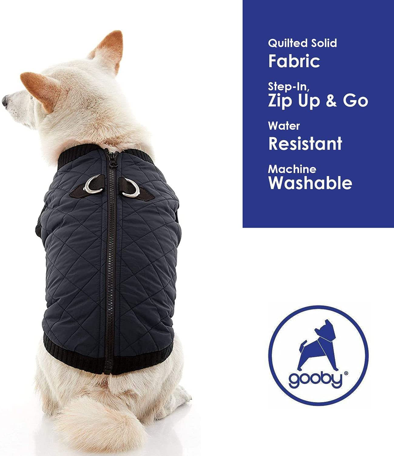 Gooby Fashion Vest Dog Jacket - Warm Zip up Dog Bomber Vest with Dual D Ring Leash - Winter Water Resistant Small Dog Sweater - Dog Clothes for Small Dogs Boy or Medium Dogs for Indoor and Outdoor Use Animals & Pet Supplies > Pet Supplies > Dog Supplies > Dog Apparel Gooby   