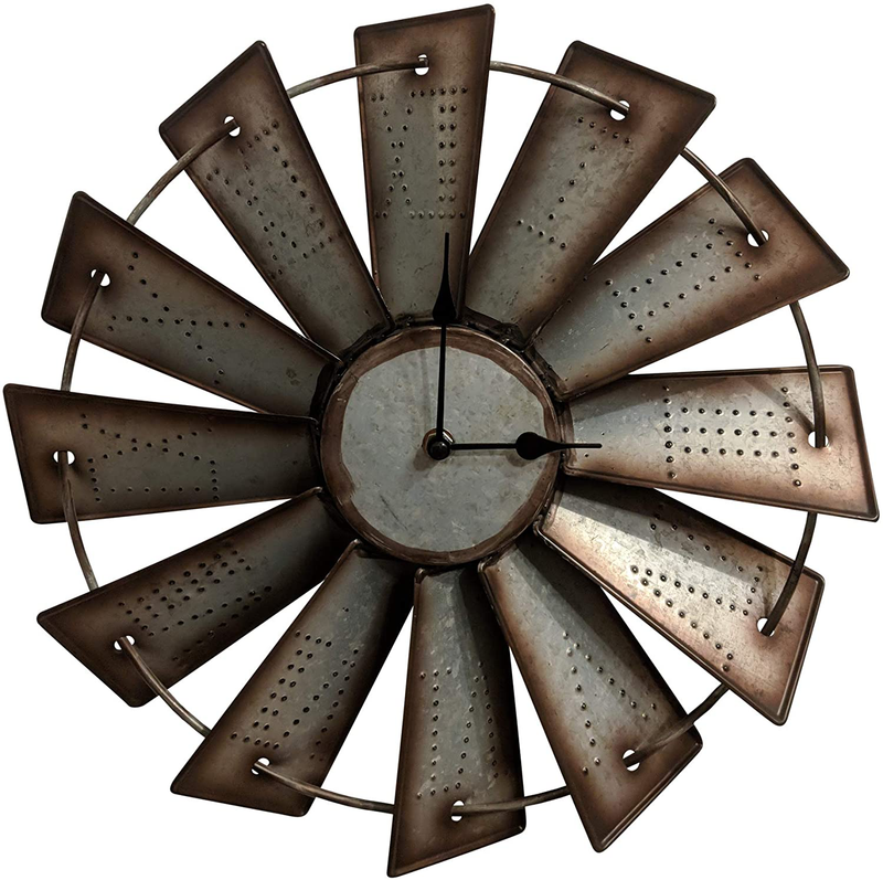 Gianna's Home Rustic Farmhouse Country Metal Windmill Wall Clock (24 in.) Home & Garden > Decor > Clocks > Wall Clocks Gianna's Home 14.5"  