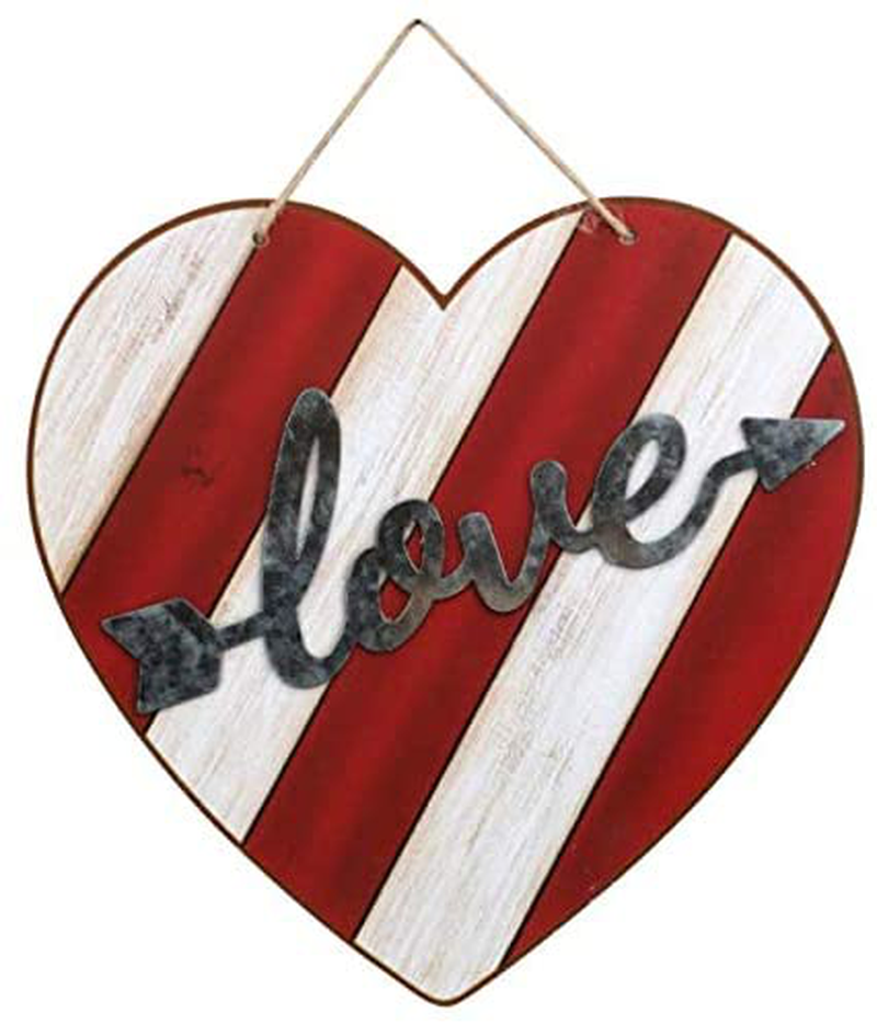 Steelpangal - (2) Die-Cast Metal Valentine'S Love Heart Shaped Hanging Wall Décor, 11.75X11.125 in All Year Show Feelings Wedding Birthday Anytime Home & Garden > Decor > Seasonal & Holiday Decorations decor   
