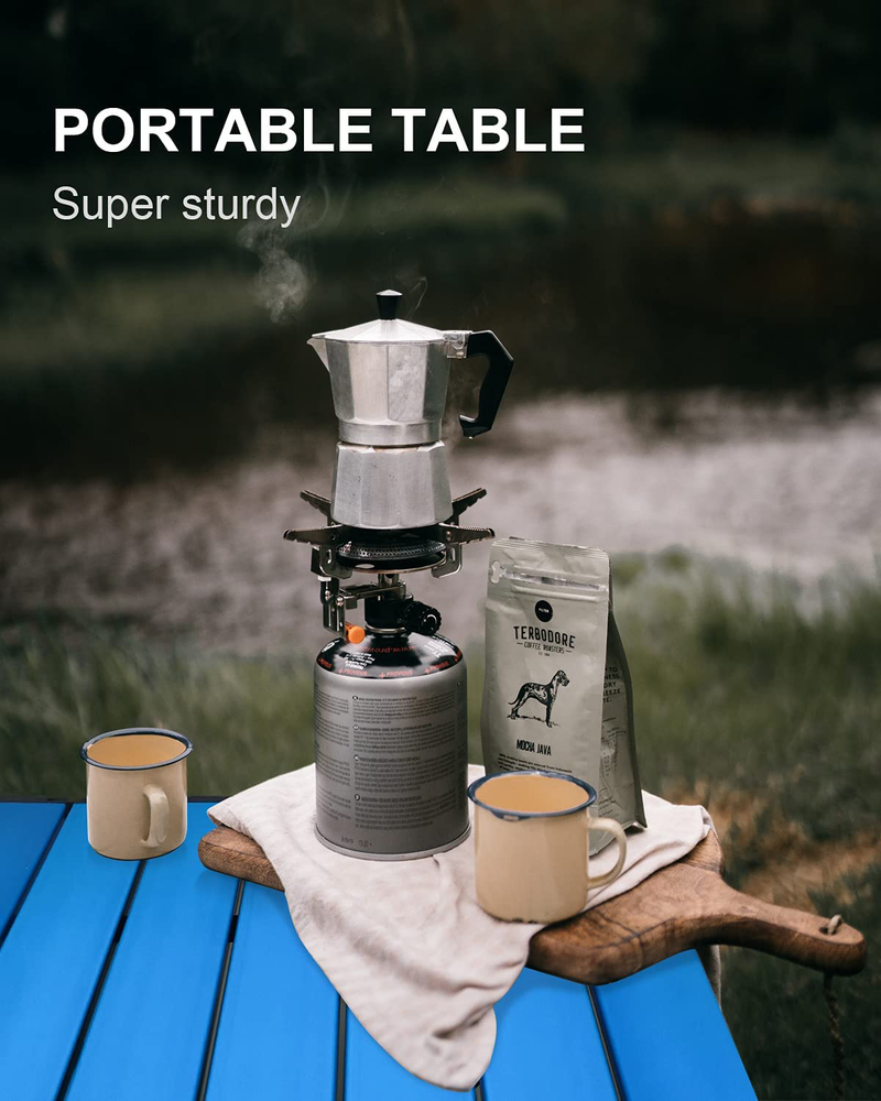MSSOHKAN Camping Table Folding Portable Camp Side Table Aluminum Lightweight Carry Bag Beach Outdoor Hiking Picnics BBQ Cooking Dining Kitchen Blue Medium Sporting Goods > Outdoor Recreation > Camping & Hiking > Camp Furniture MSSOHKAN   