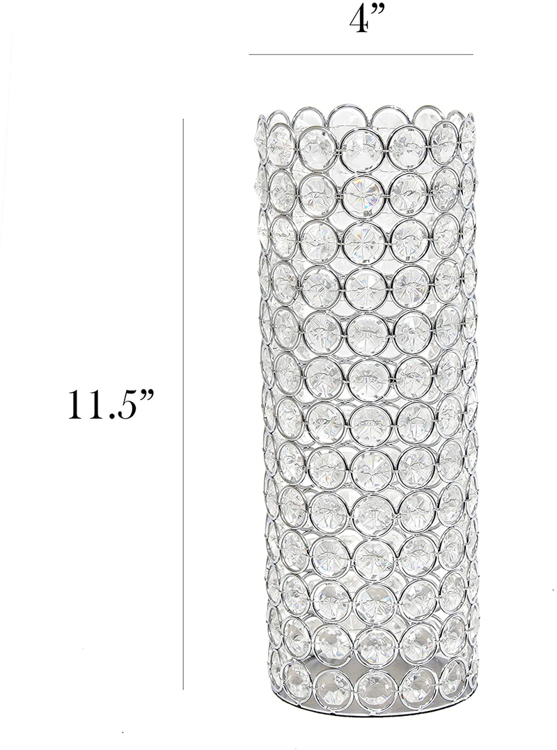 Elegant Designs HG1009-CHR, 11.25 Inch, Chrome Elipse Crystal Decorative Vase, 11.25" Home & Garden > Decor > Vases Elegant Designs   