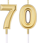 Frienda 70th Birthday Candles Cake Numeral Candles Happy Birthday Cake Candles Topper Decoration for Birthday Wedding Anniversary Celebration Supplies (Gold)