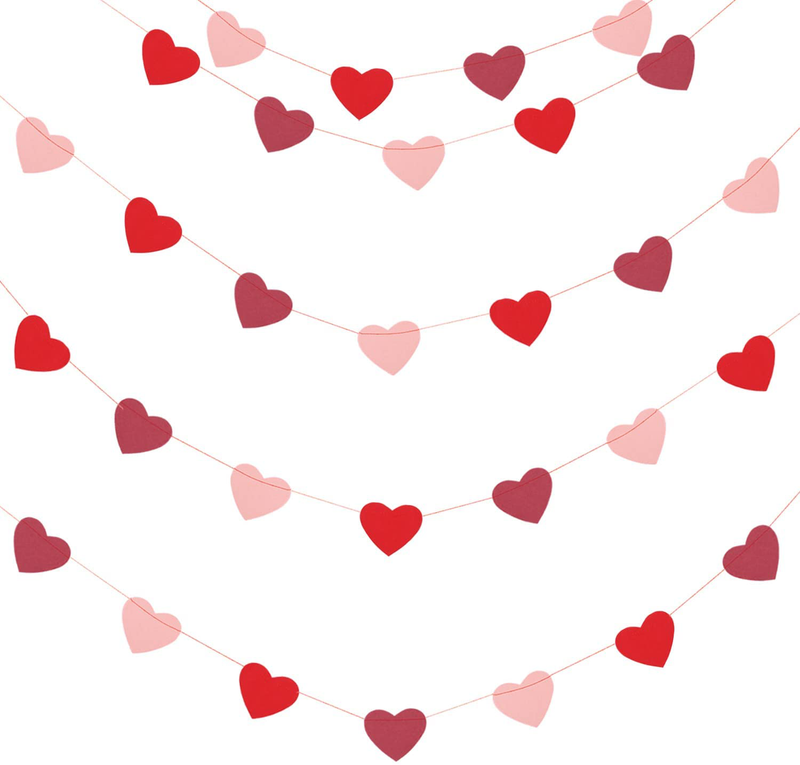 Konsait 18.37Ft/30Heart Bridal Shower Wedding Valentine'S Day Decoration Paper Heart Banner Pink Red Love Heart Bunting Garland Hanging Decor Arts & Entertainment > Party & Celebration > Party Supplies Konsait   