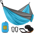 Puroma Camping Hammock Single & Double Portable Hammock Ultralight Nylon Parachute Hammocks with 2 Hanging Straps for Backpacking, Travel, Beach, Camping, Hiking, Backyard Home & Garden > Lawn & Garden > Outdoor Living > Hammocks Puroma Sky Blue & Grey Large 
