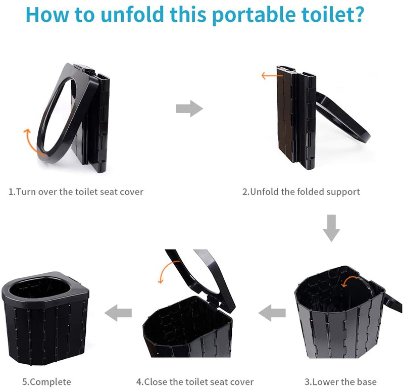 Ipekar Portable Folding Toilet, Upgrade Camping Toilet, Porta Potty Car Toilet, Travel Potty Perfect for Camping, Hiking,Trips,Construction Sites