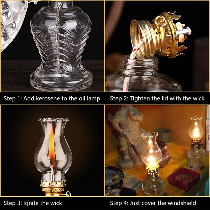 Rustic Kerosene Lamps(Set of 2),Oil Lamps with Hurricane Glass,Oil Lantern for Indoor Emergency Lighting Decoration,Outdoor Use Home & Garden > Lighting Accessories > Oil Lamp Fuel Igtazy   