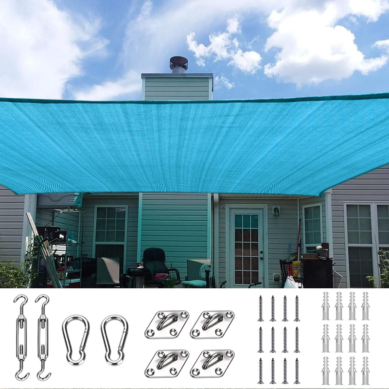 Quictent 20X16FT 185G HDPE Rectangle Sun Shade Sail Canopy 98% UV Block Outdoor Patio Garden with Hardware Kit (Blue) Home & Garden > Lawn & Garden > Outdoor Living > Outdoor Umbrella & Sunshade Accessories Quictent Turquoise 20 x 16 ft 