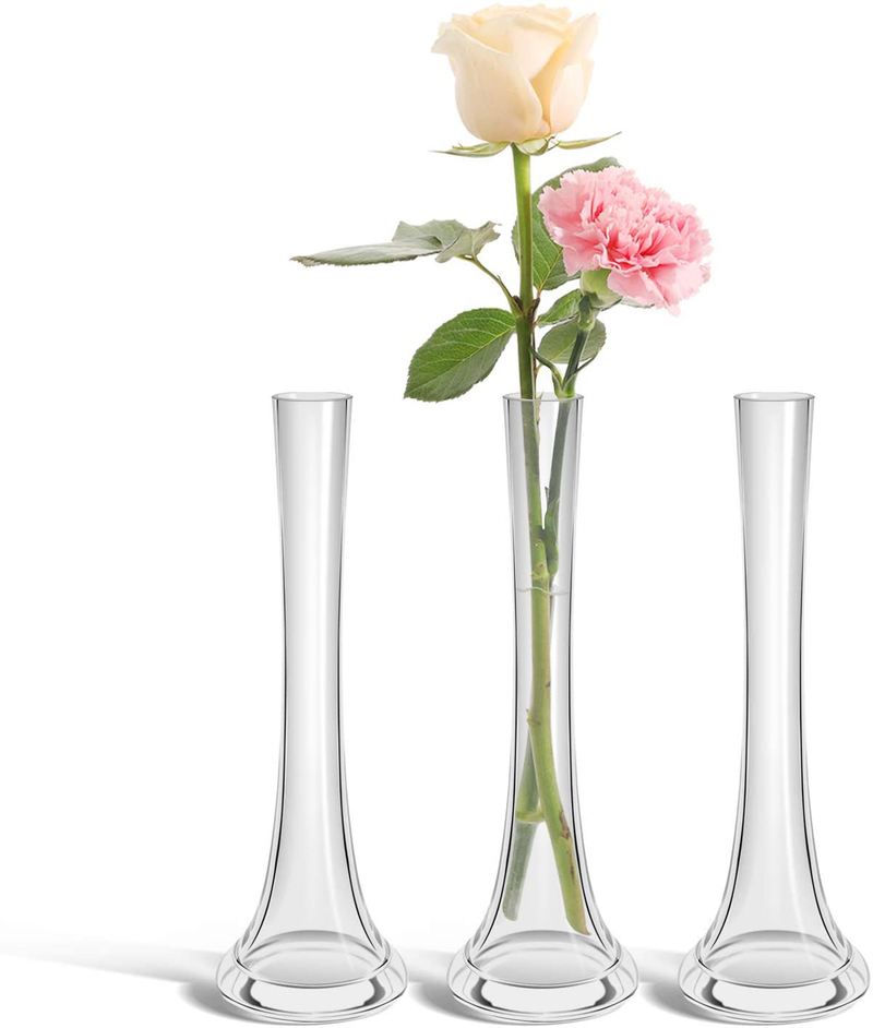 ComSaf Bud Vase for Flower Small Glass Flower Vase Set of 3, Clear Skinny Vase for Home Office Décor, 9 Inch Height Home & Garden > Decor > Vases ComSaf Clear-2  