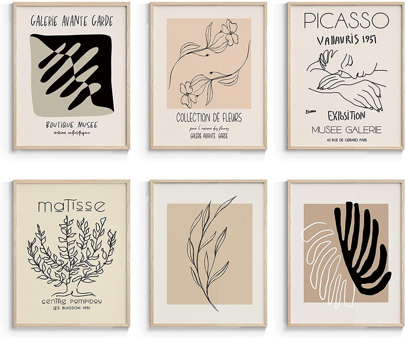 Insimsea Matisse Poster and Picasso Wall Art Exhibition Poster & Prints (UNFRAMED), Vintage Posters for Room Aesthetic, Abstract Wall Art for Living Room Set of 6 (11X14 In) Home & Garden > Decor > Artwork > Posters, Prints, & Visual Artwork InSimSea 11x14  