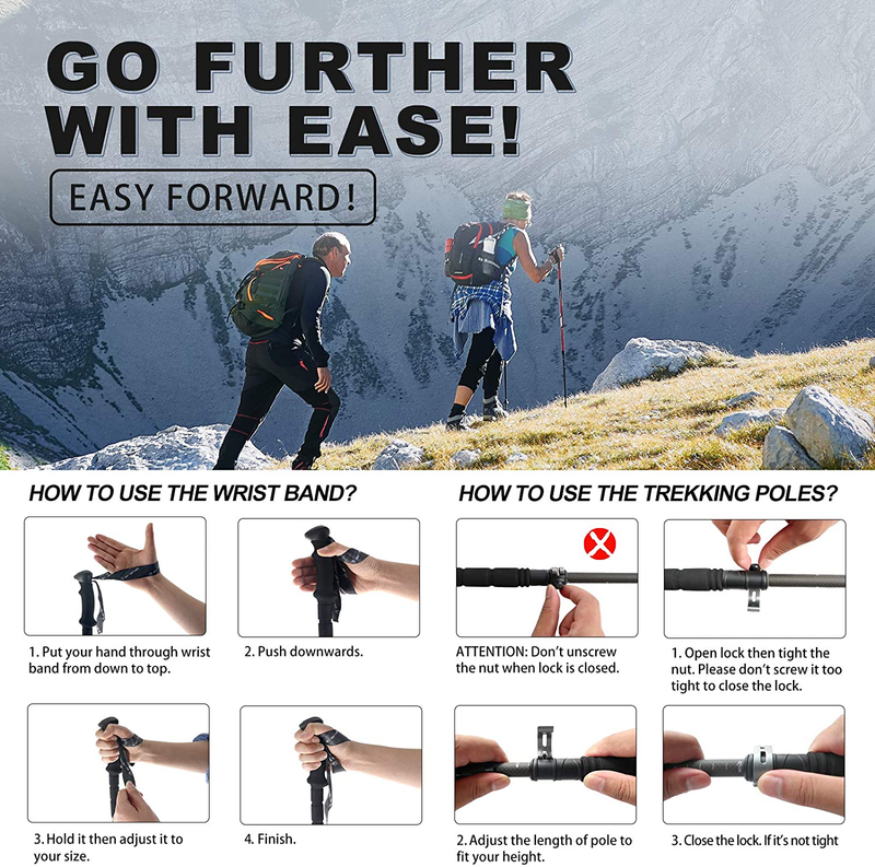 G2 GO2GETHER Trekking Hiking Poles - Aluminum 7075 Hiking Walking Sticks with Quick Adjustable Locks - Comfort BMM Handle - Padded Strap - Snow Baskets Attached-Orange,Blue,Black,Yellow,Red Available(Pack of 2 Poles) Sporting Goods > Outdoor Recreation > Camping & Hiking > Hiking Poles G2 GO2GETHER   
